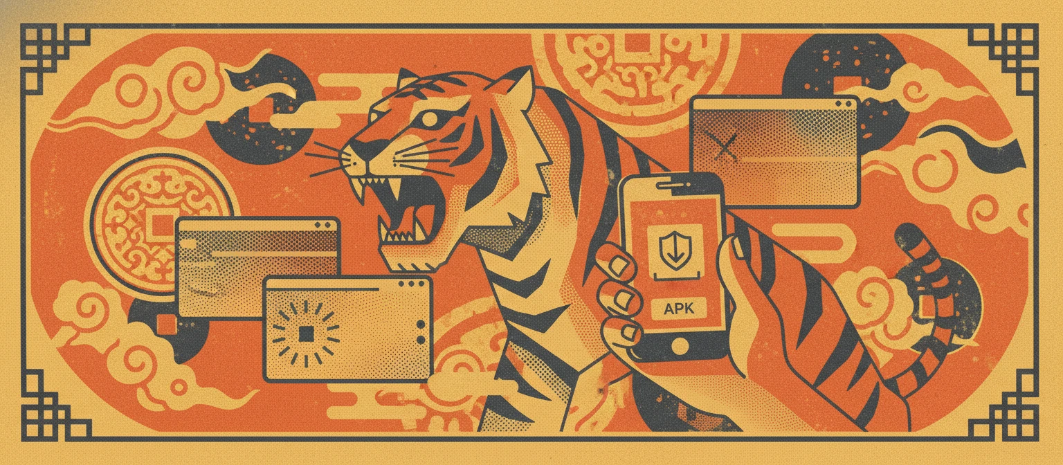 Tela de celular Android instalando aplicativo de cassino com Fortune Tiger