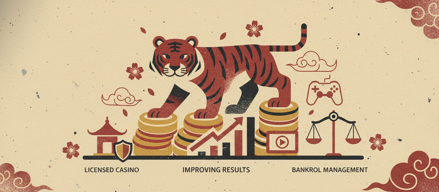 Jogador analisando banca e estratégia no Fortune Tiger em notebook